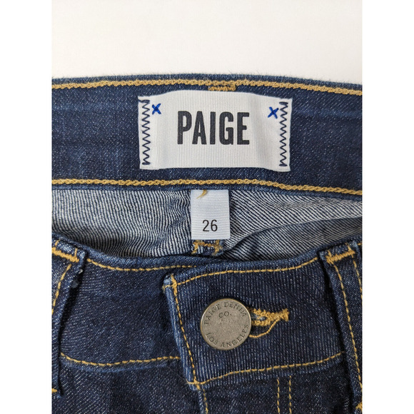 Paige Indio Skinny Jeans Dark Denim Wash 26 Zip Zipper Pockets Stretch Cotton - Picture 3 of 11